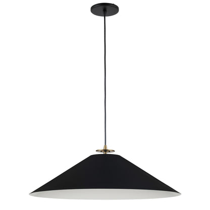 Dainolite 1 Light Incandescent Pendant, Aged Brass and Matte Black PDC-241P-AGB-MB