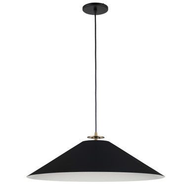 Dainolite 1 Light Incandescent Pendant, Aged Brass and Matte Black PDC-241P-AGB-MB