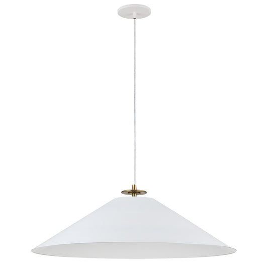 Dainolite 1 Light Incandescent Pendant, Aged Brass and Matte White PDC-241P-AGB-MW