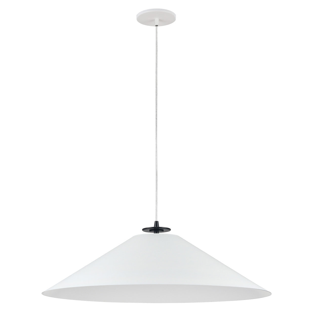 Dainolite 1 Light Incandescent Pendant, Matte Black and Matte White PDC-241P-MB-MW