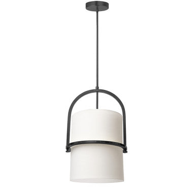 Dainolite 1 Light Incandescent Pendant, Matte Black with White Shade PDT-121P-MB-WH