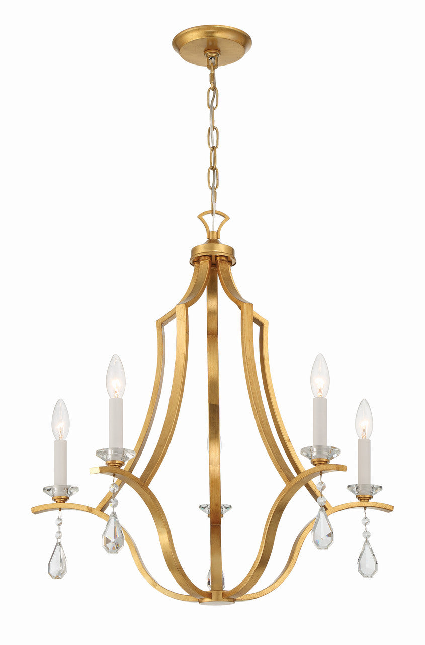 Crystorama Perry 5 Light Antique Gold Chandelier PER-10405-GA