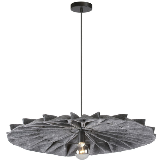 Dainolite 1 Light Incandescent Pendant, Matte Black with Grey Felt Shade PGD-311P-MB-500