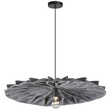 Dainolite 1 Light Incandescent Pendant, Matte Black with Grey Felt Shade PGD-311P-MB-500