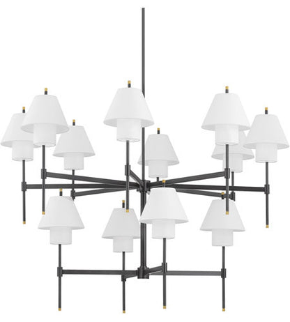 Hudson Valley Lighting Glenmoore 12 Light Chandelier in Aged Brass PI1899812-AGB/DB