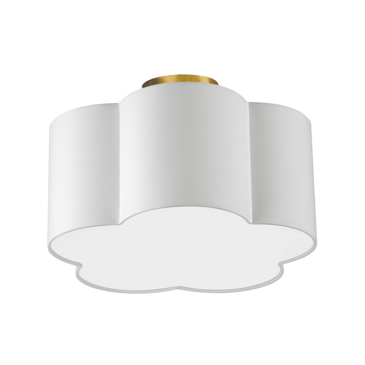 Dainolite 3 Light Incandescent Flush Mount, Aged Brass w/ White Shade PLX-152FH-AGB-WH