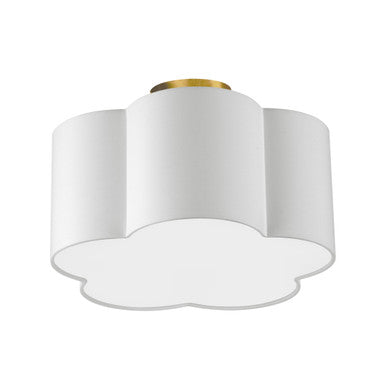 Dainolite 3 Light Incandescent Flush Mount, Aged Brass w/ White Shade PLX-152FH-AGB-WH