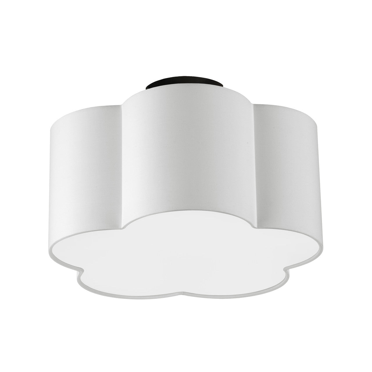 Dainolite 3 Light Incandescent Flush Mount, Matte Black w/ White Shade PLX-152FH-MB-WH