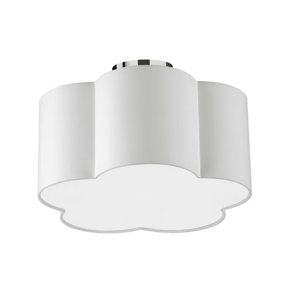 Dainolite 3 Light Incandescent Flush Mount, Polished Chrome w/ White Shade PLX-152FH-PC-WH