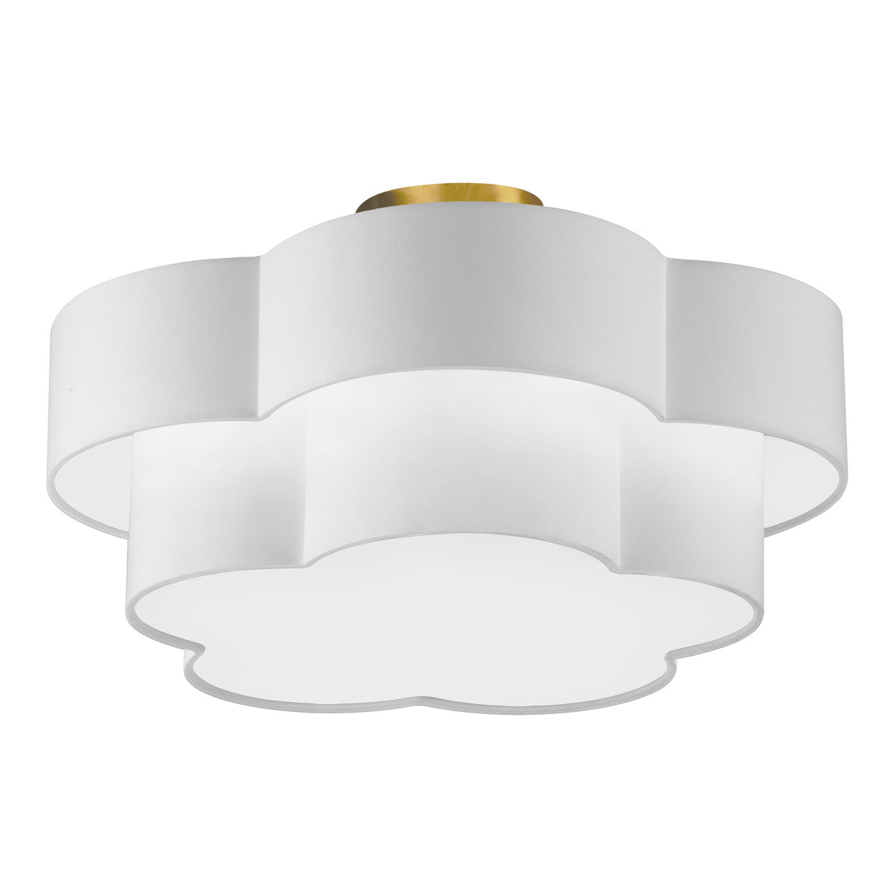 Dainolite 3 Light Incandescent Flush Mount, Aged Brass with White Shade PLX-203FH-AGB-WH