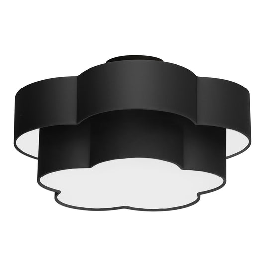 Dainolite 3 Light Incandescent Flush Mount, Matte Black with Black Shade PLX-203FH-MB-BK