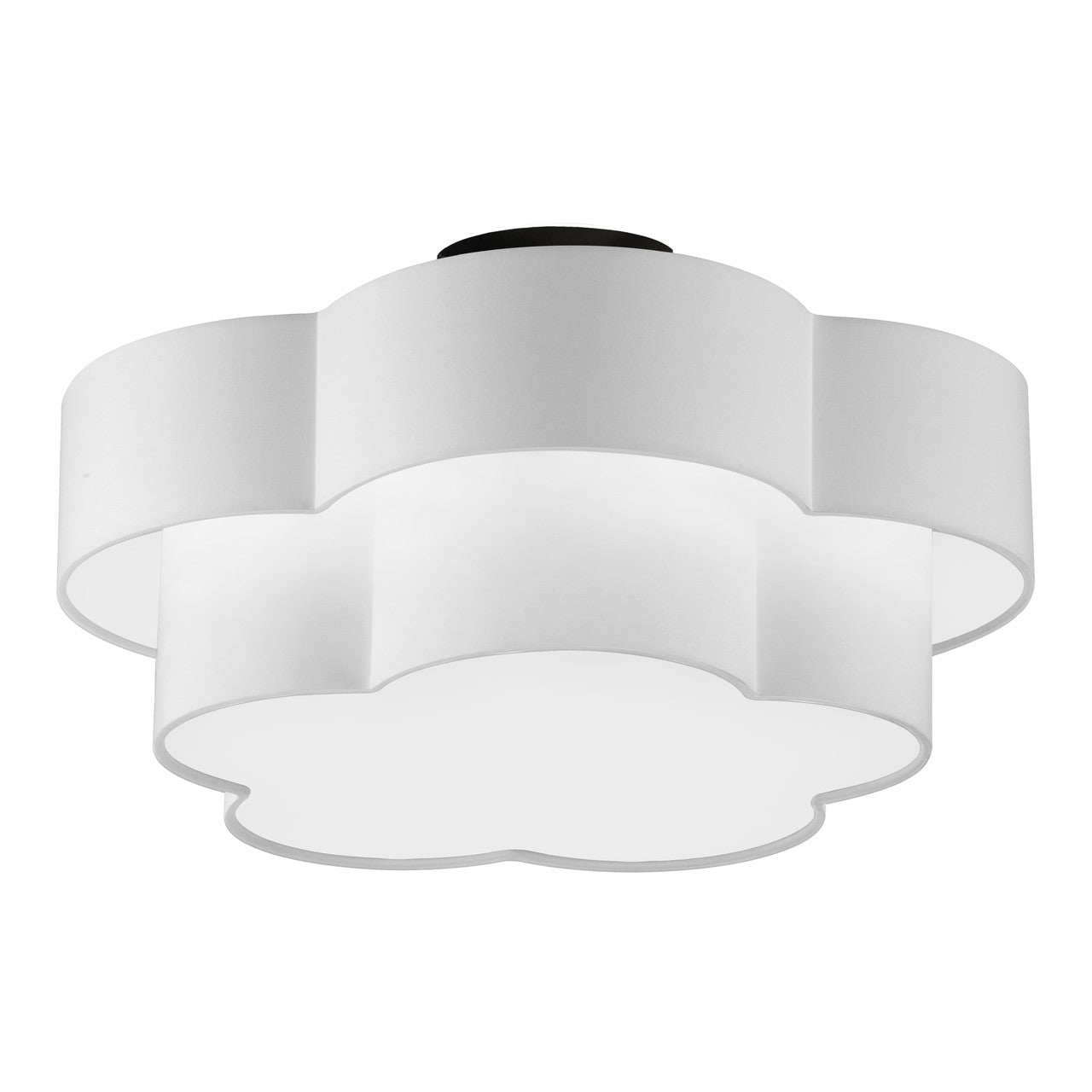 Dainolite 3 Light Incandescent Flush Mount, Matte Black with White Shade PLX-203FH-MB-WH