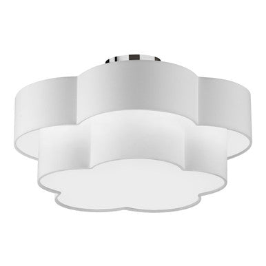 Dainolite 3 Light Incandescent Flush Mount, Polished Chrome with White Shade PLX-203FH-PC-WH