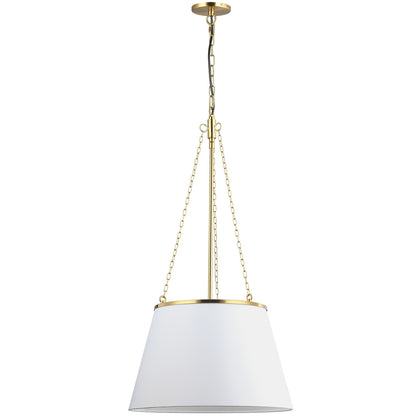 Dainolite 1 Light Incandescent Pendant, Aged Brass w/ White Shade PLY-181P-AGB-WH