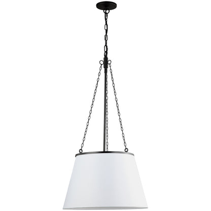 Dainolite 1 Light Incandescent Pendant, Matte Black w/ White Shade PLY-181P-MB-WH