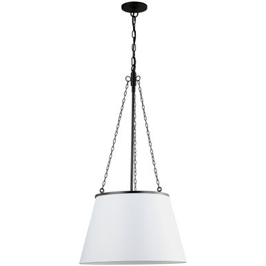 Dainolite 1 Light Incandescent Pendant, Matte Black w/ White Shade PLY-181P-MB-WH