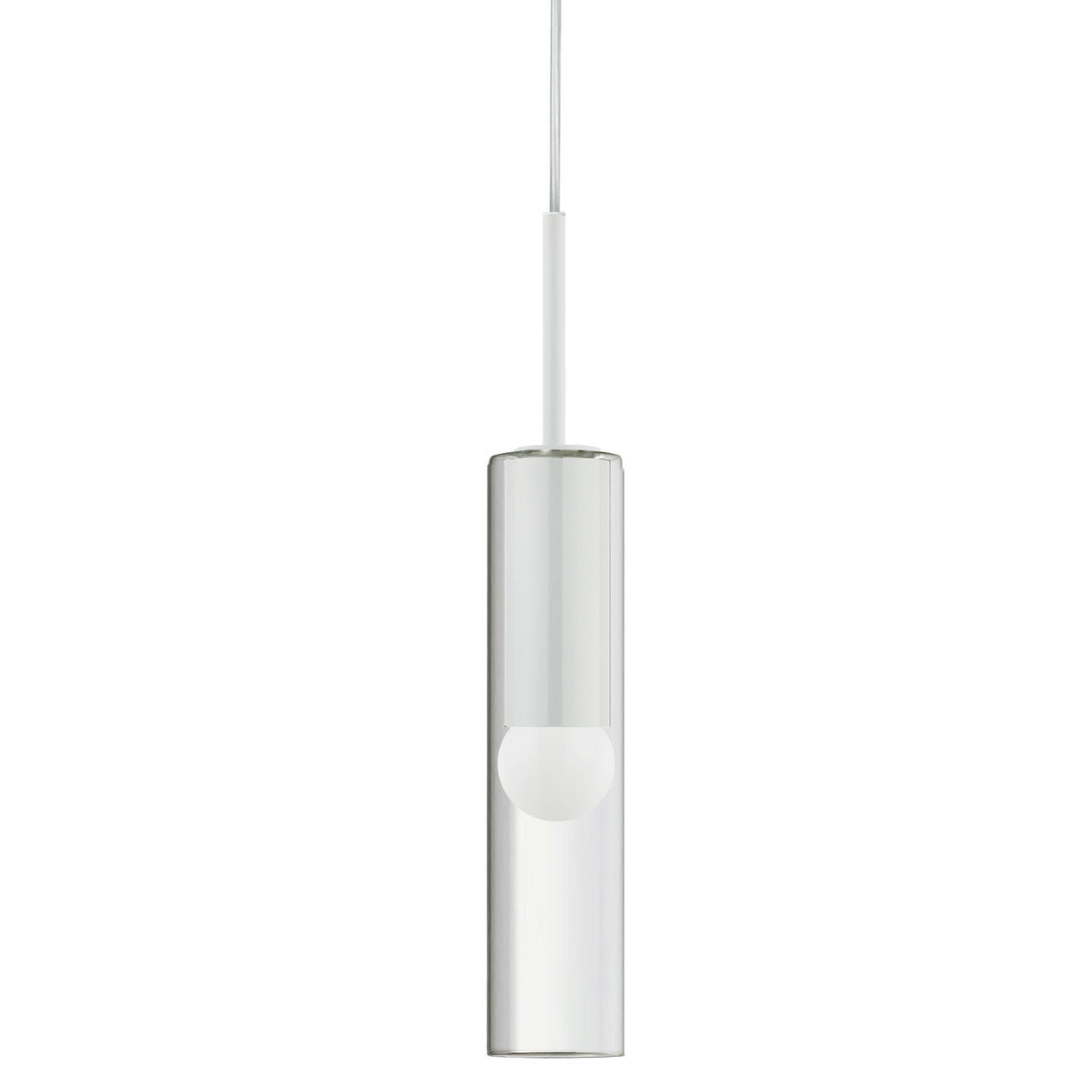 Dainolite 1 Light Incandescent Pendant, Matte White with Clear Glass PMR-171P-MW