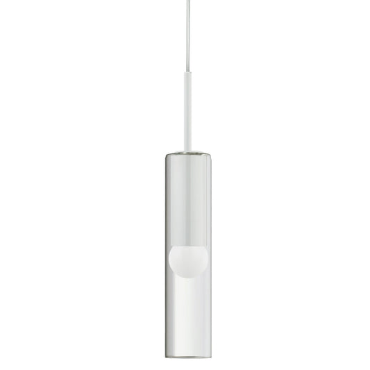 Dainolite 1 Light Incandescent Pendant, Matte White with Clear Glass PMR-171P-MW