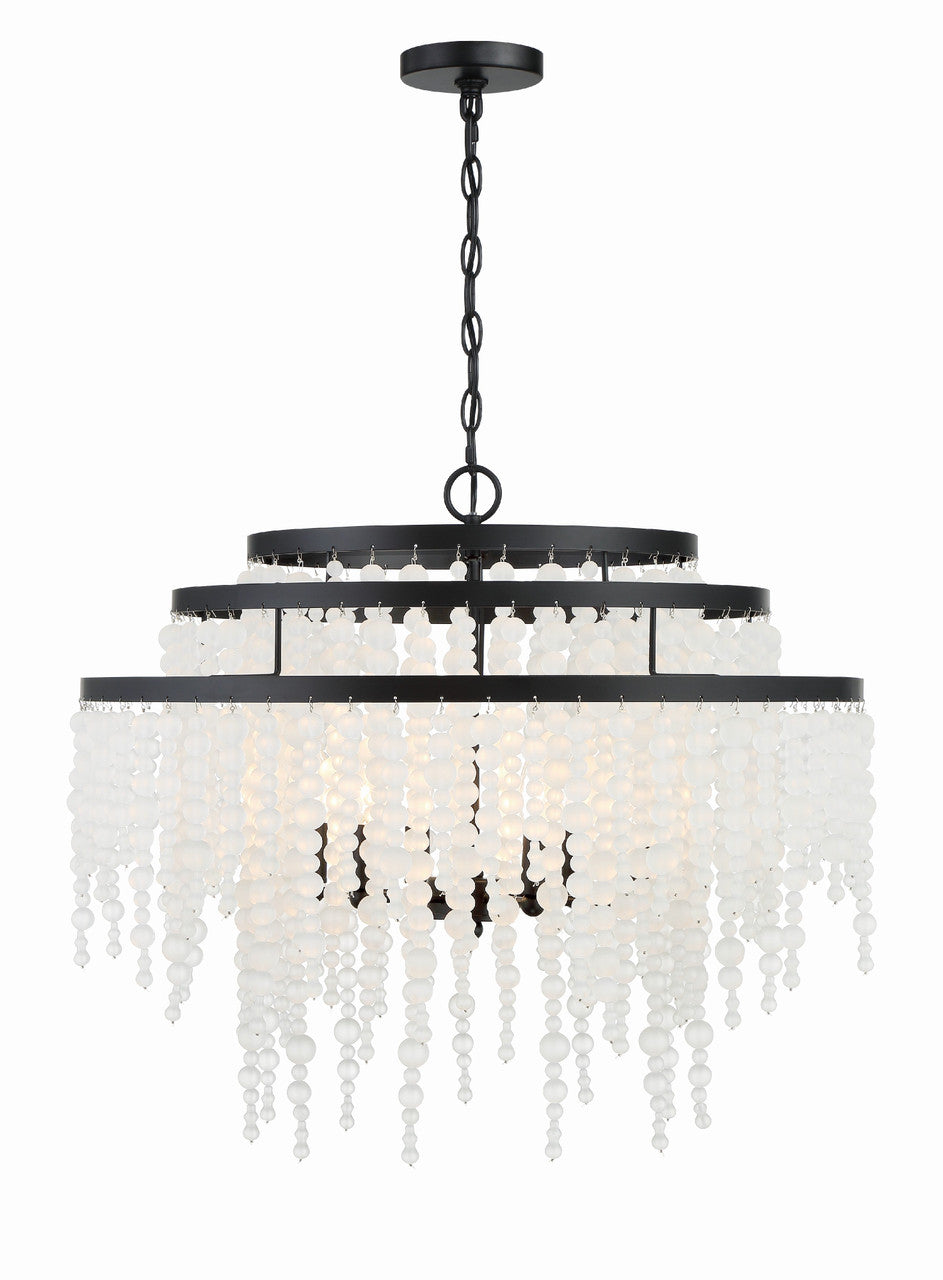 Crystorama Poppy 6 Light Matte Black Chandelier POP-A5076-MK-FR