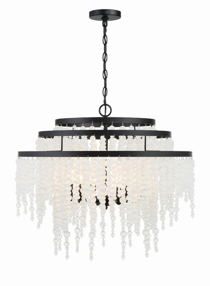 Crystorama Poppy 6 Light Matte Black Chandelier POP-A5076-MK-FR