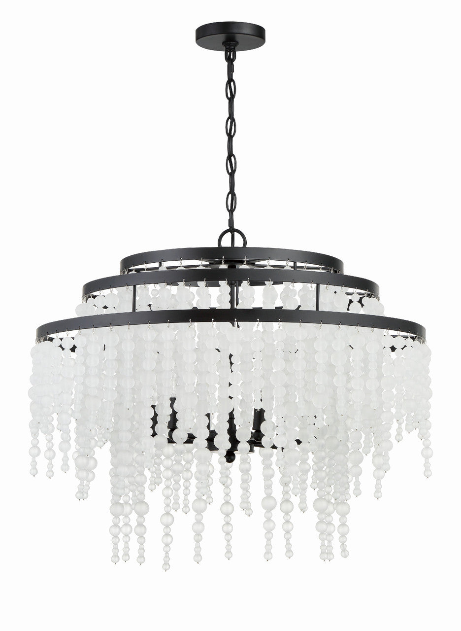 Crystorama Poppy 6 Light Matte Black Chandelier POP-A5076-MK-FR