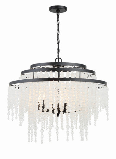 Crystorama Poppy 6 Light Matte Black Chandelier POP-A5076-MK-FR