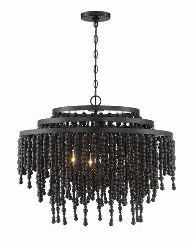 Crystorama Poppy 6 Light Matte Black Chandelier POP-A5076-MK