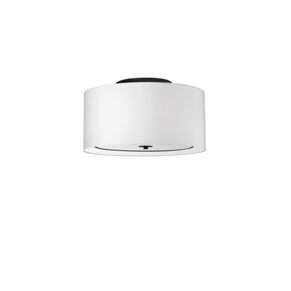 Dainolite 3 Light Incandescent Flush Mount, Matte Black with White Shade POR-163FH-MB-WH