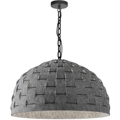 Dainolite 1 Light Incandescent Pendant, Matte Black with Grey Felt Shade PRA-241P-MB-500