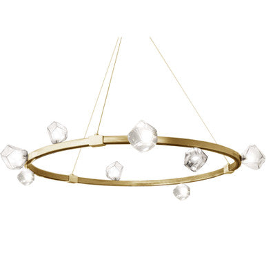 Dainolite 12 Light Halogen Chandelier, Aged Brass w/ Clear Glass PRN-4212C-AGB