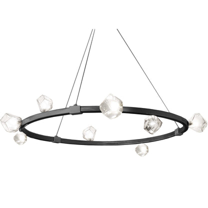 Dainolite 12 Light Halogen Chandelier, Matte Black w/ Clear Glass PRN-4212C-MB