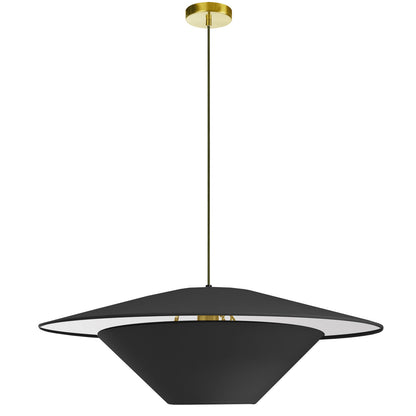 Dainolite 1 Light Incandescent Pendant, Aged Brass with Black Shade PSO-241P-AGB-797