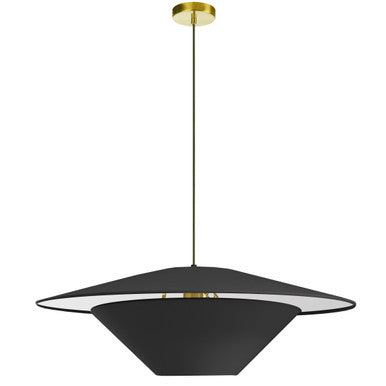 Dainolite 1 Light Incandescent Pendant, Aged Brass with Black Shade PSO-241P-AGB-797