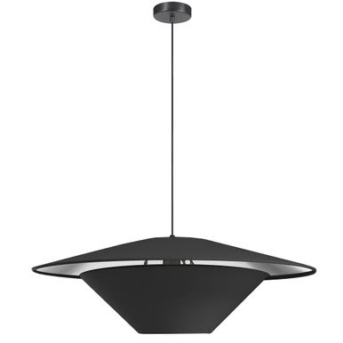 Dainolite 1 Light Incandescent Pendant, Matte Black with Black / Silver Shade PSO-241P-MB-697