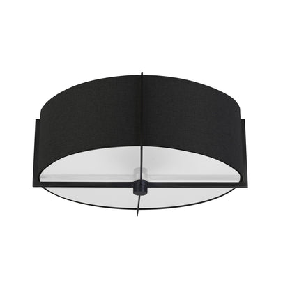 Dainolite 3 Light Incandescent Semi-Flush Mount, Matte Black with Black Shade PST-153SF-MB-BK