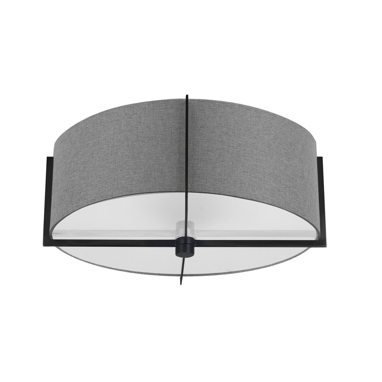 Dainolite 3 Light Incandescent Semi-Flush Mount, Matte Black with Grey Shade PST-153SF-MB-GRY