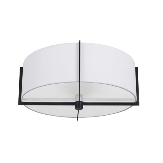 Dainolite 3 Light Incandescent Semi-Flush Mount, Matte Black with White Shade PST-153SF-MB-WH