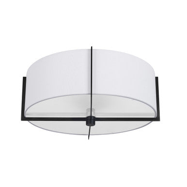 Dainolite 3 Light Incandescent Semi-Flush Mount, Matte Black with White Shade PST-153SF-MB-WH