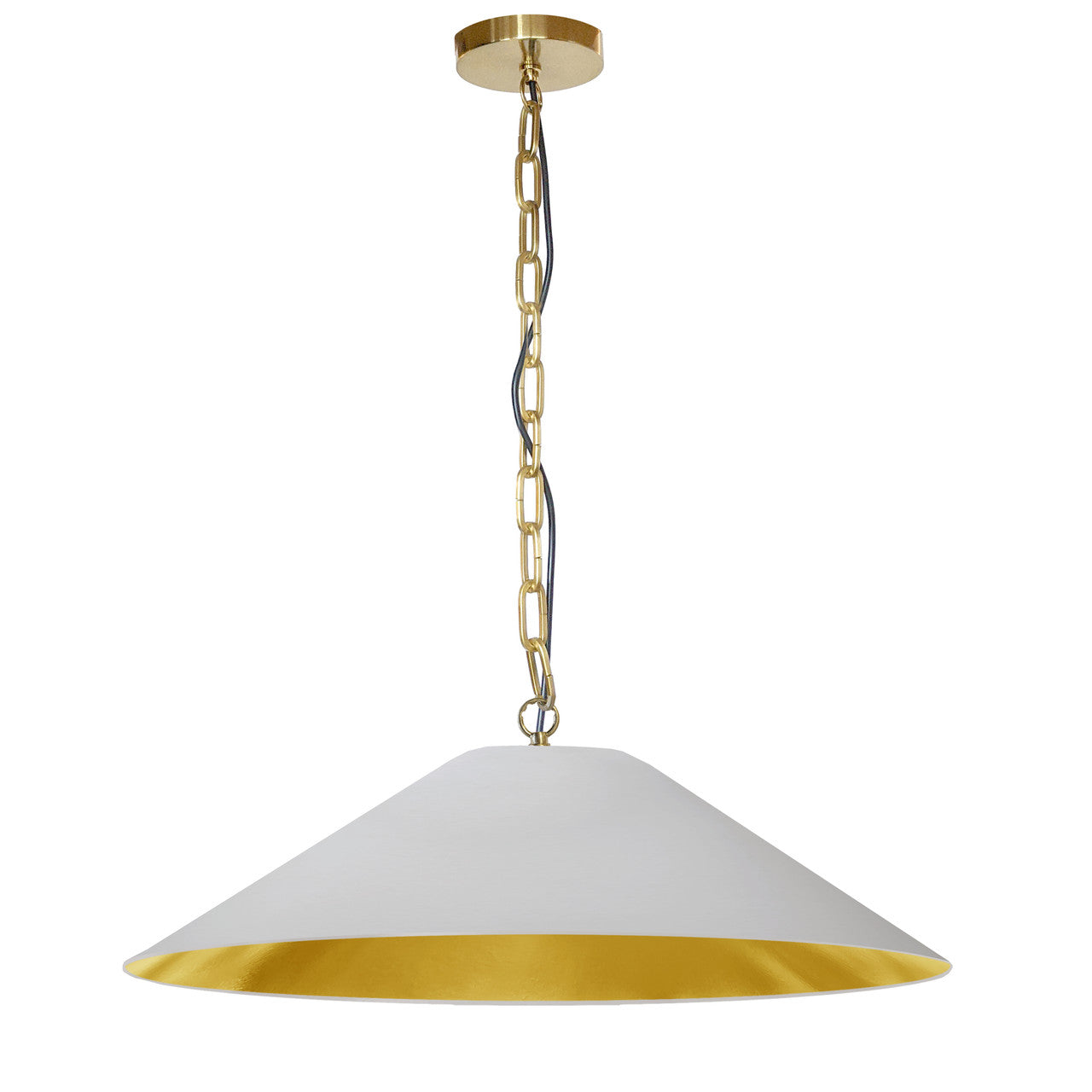 Dainolite 1 Light Incandescent Pendant, Aged Brass with White / Gold Shade PSY-L-AGB-692