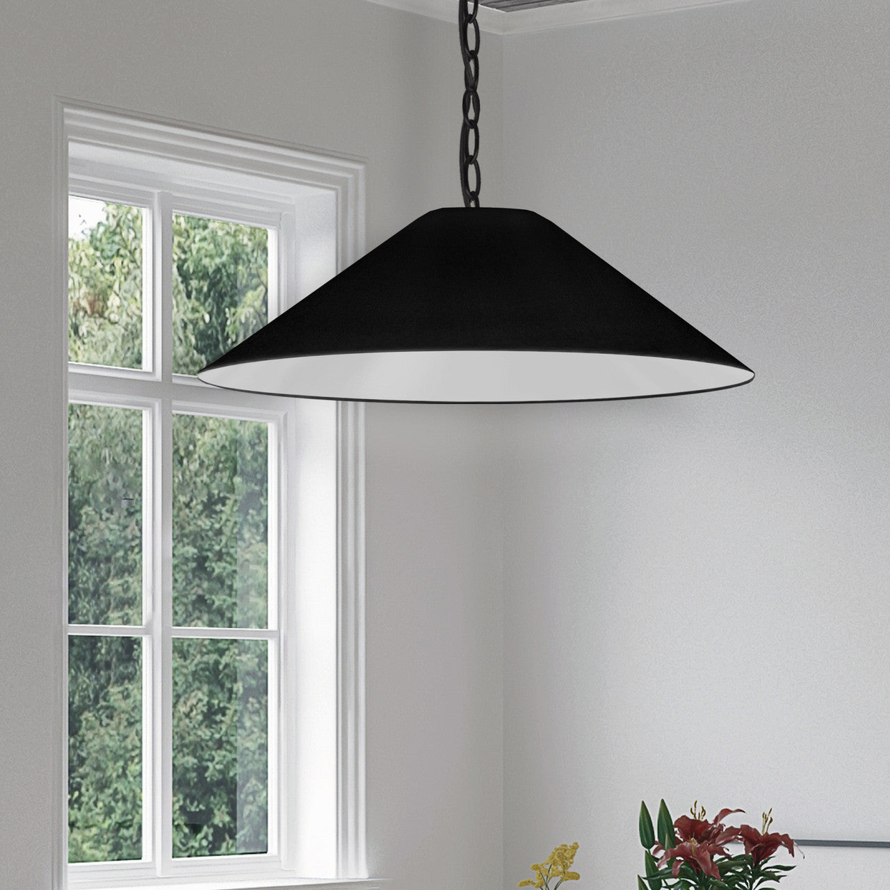 Dainolite 1 Light Incandescent Pendant, Matte Black with Black Shade PSY-L-MB-797