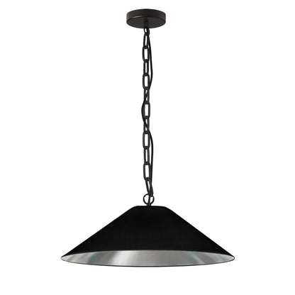 Dainolite 1 Light Incandescent Pendant, Matte Black with Black / Silver Shade PSY-M-MB-697