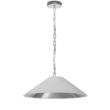 Dainolite 1 Light Incandescent Pendant, Polished Chrome with White / Silver Shade PSY-M-PC-691