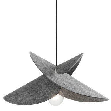 Dainolite 1 Light Incandescent Pendant, Matte Black w/Felt Shade PTE-201P-MB-500