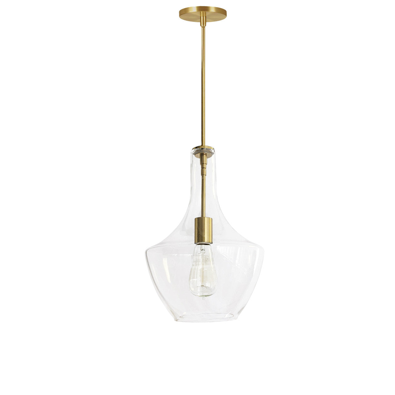 Dainolite 1 Light Incandescent Pendant, Aged Brass with Clear Glass PTL-101P-AGB