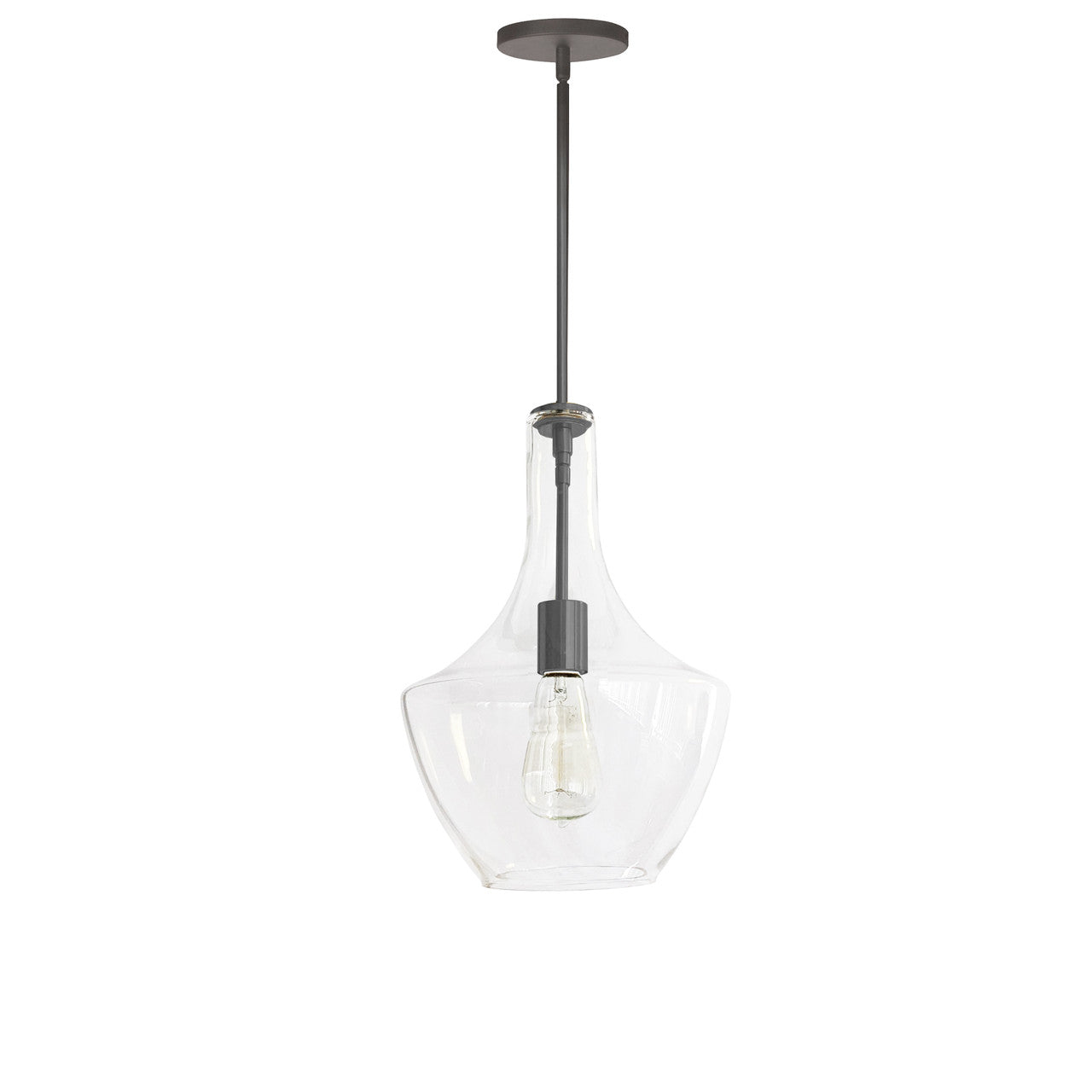 Dainolite 1 Light Incandescent Pendant, Matte Black with Clear Glass PTL-101P-MB