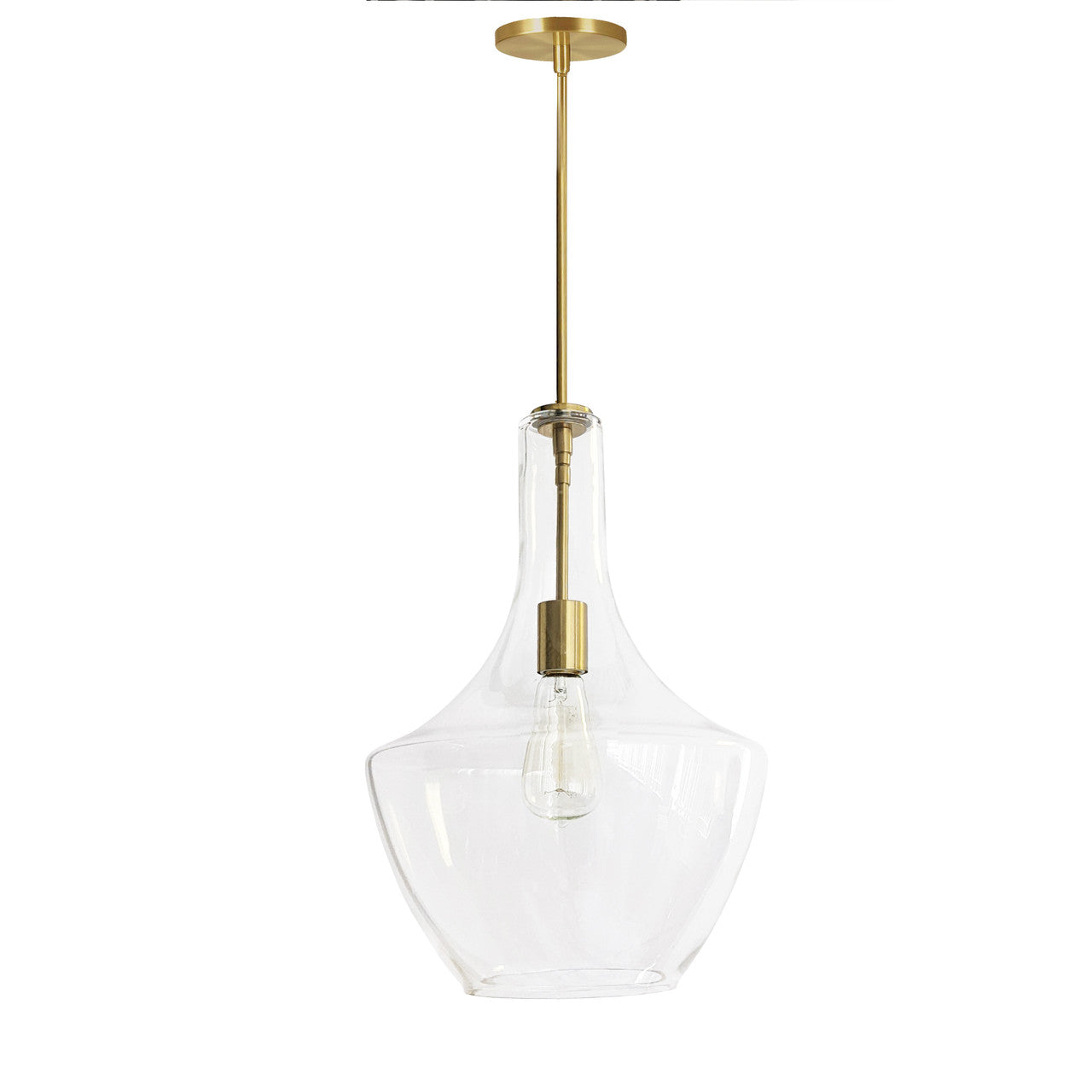 Dainolite 1 Light Incandescent Pendant, Aged Brass with Clear Glass PTL-121P-AGB