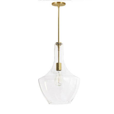 Dainolite 1 Light Incandescent Pendant, Aged Brass with Clear Glass PTL-121P-AGB