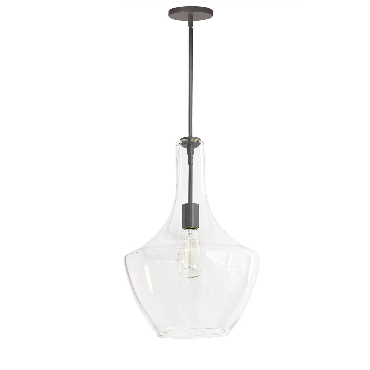 Dainolite 1 Light Incandescent Pendant, Matte Black with Clear Glass PTL-121P-MB