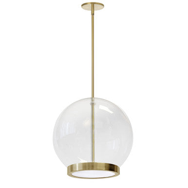 Dainolite 15W Pendant, Aged Brass with Clear Glass PTS-1215LEDP-AGB