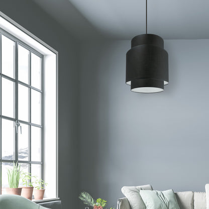 Dainolite 1 Light Incandescent Pendant, Matte Black with Black Shade PYA-141P-MB-BK